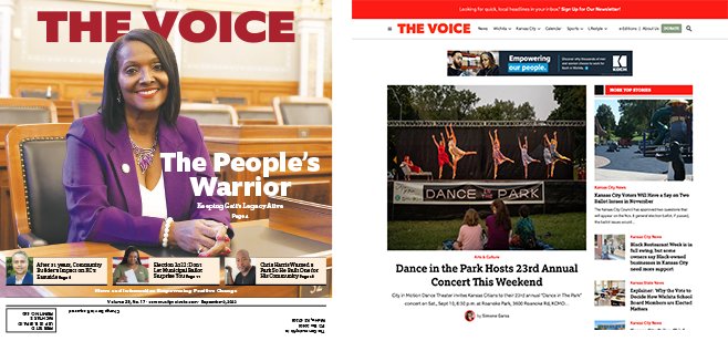 The Community Voice — print cover and home page